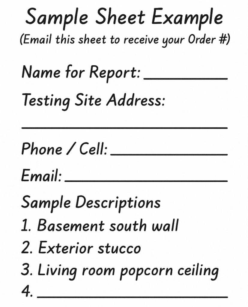 This Is A Image Of A Example Of A Sample Sheet For Asbestos Testing Customers To Follow